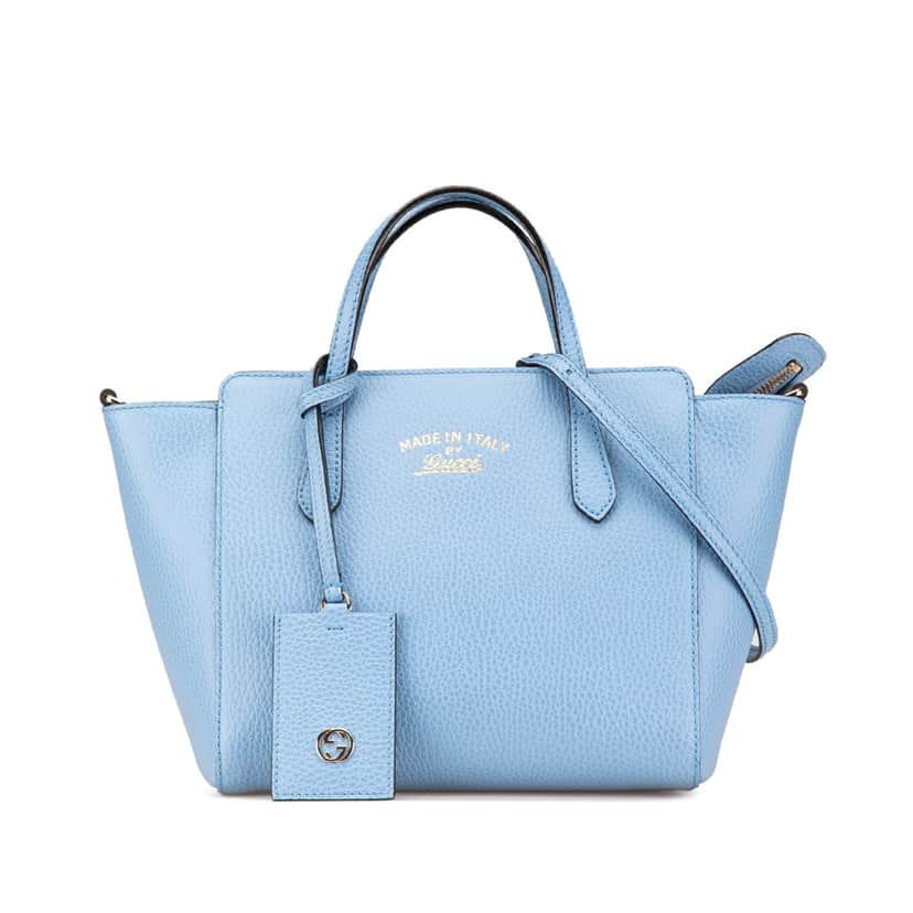 Gucci Mini Leather Swing Satchel Blue Leather Good condition - Front View