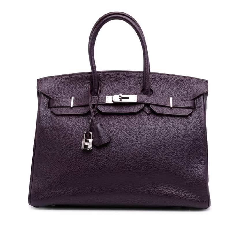 Hermès Togo Birkin Retourne 35 Purple Leather Good condition - Front View