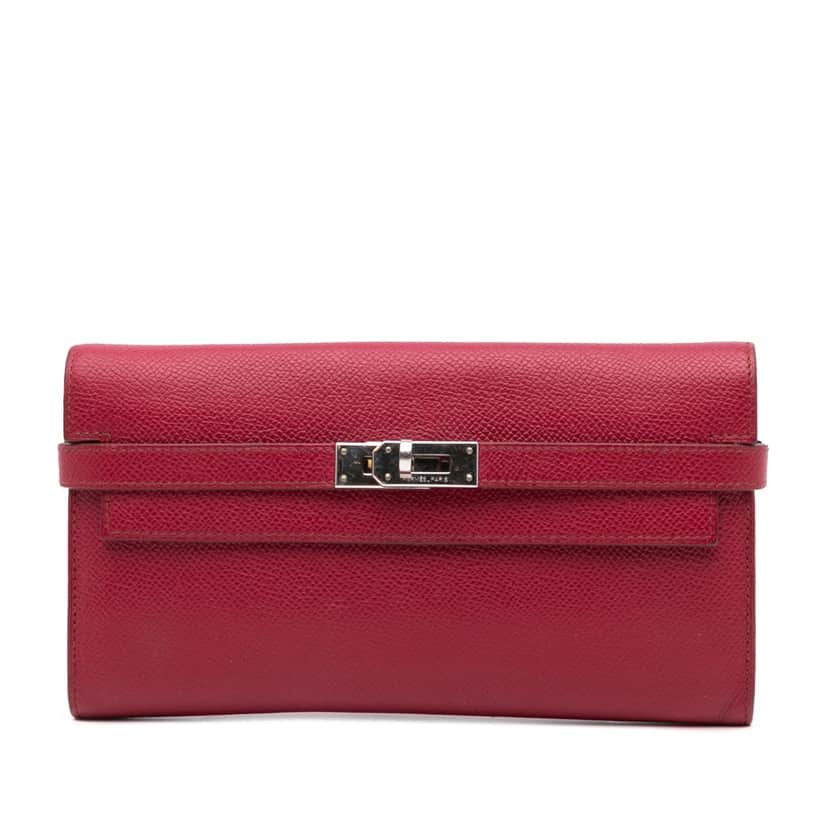 Hermès Epsom Kelly Longue Wallet Red Leather Good condition - Front View
