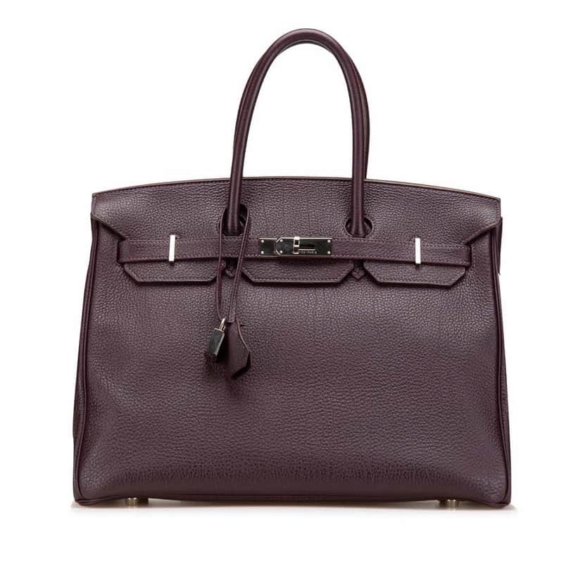 Hermès Togo Birkin Retourne 35 Purple Leather Good condition - Front View