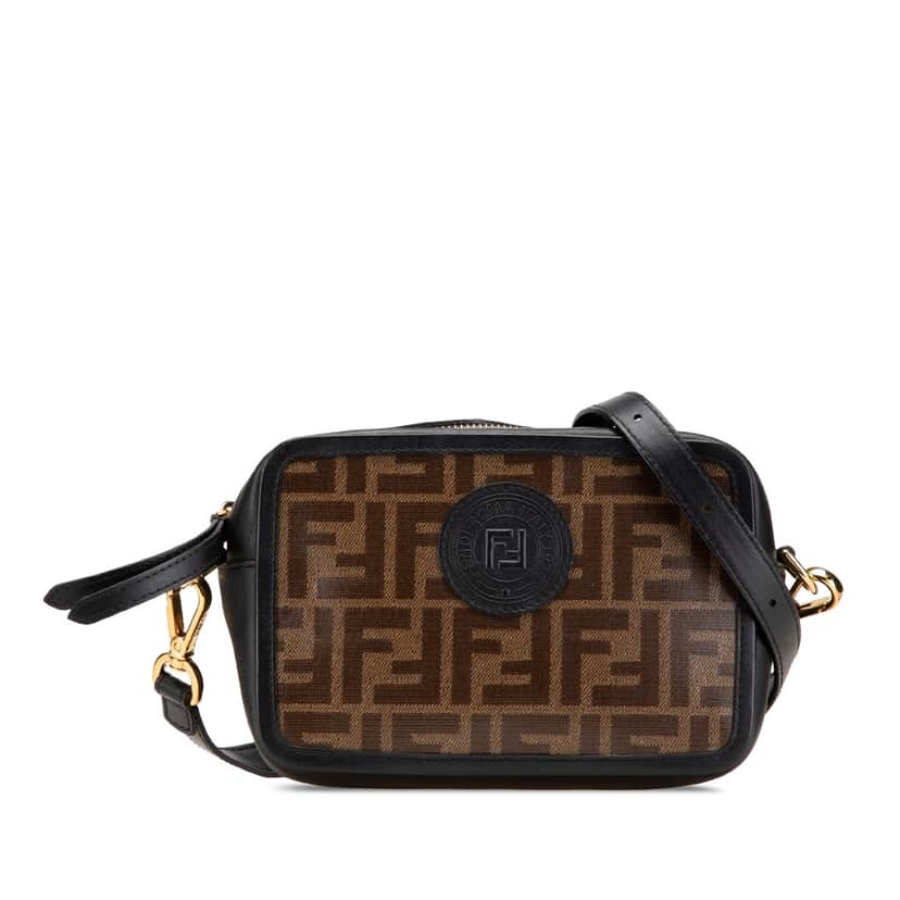 Fendi Zucca Coated Canvas Camera Crossbody Brown Good condition - Front View