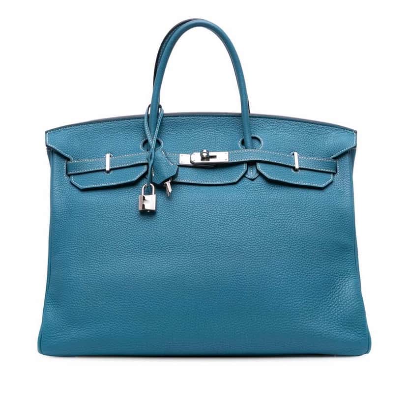 Hermès Togo Birkin Retourne 40 Blue Leather Good condition - Front View