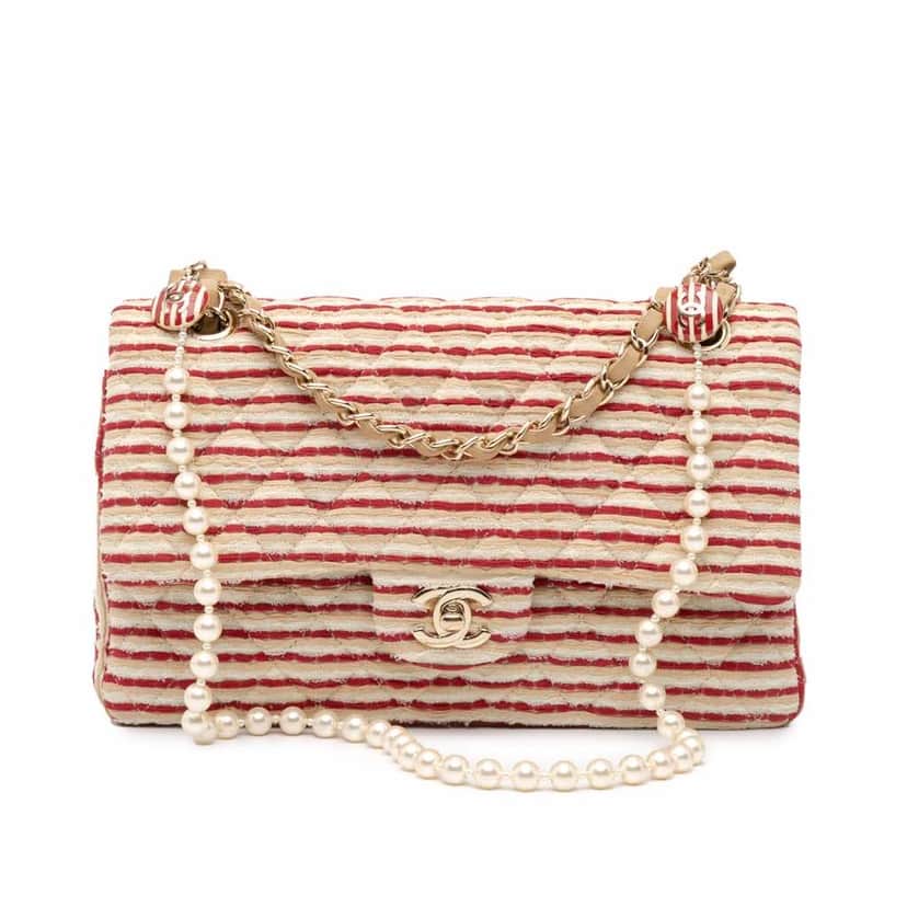 Chanel Medium Classic Jersey Coco Sailor Double Flap Red Good condition - Front View