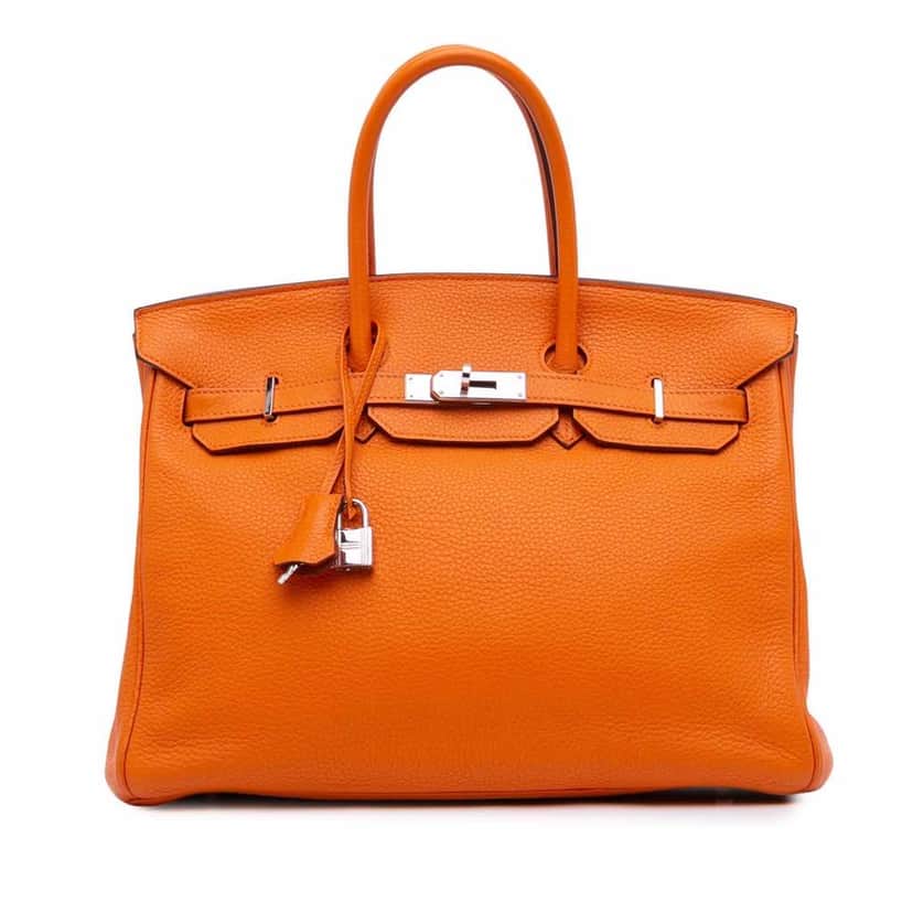 Hermès Togo Birkin Retourne 35 Orange Leather Fair condition - Front View