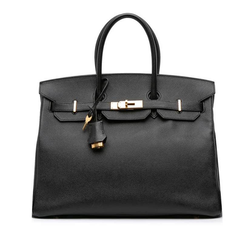 Hermès Epsom Birkin Retourne 35 Black Leather Good condition - Front View