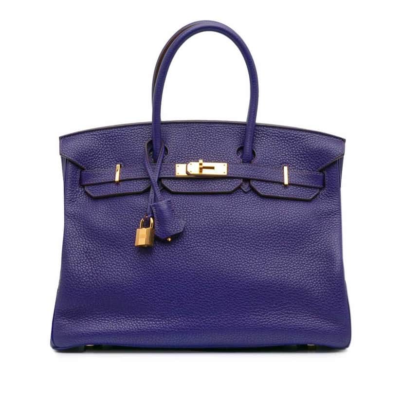 Hermès Togo Birkin Retourne 35 Purple Leather Good condition - Front View