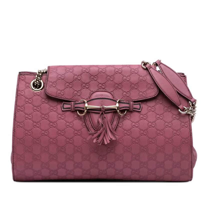 Gucci Large Guccissima Emily Shoulder Bag Pink Leather Good condition - Front View