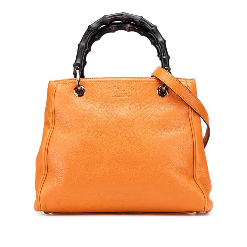 Gucci Small Calfskin Bamboo Shopper Satchel Orange Leather Good condition - Front View