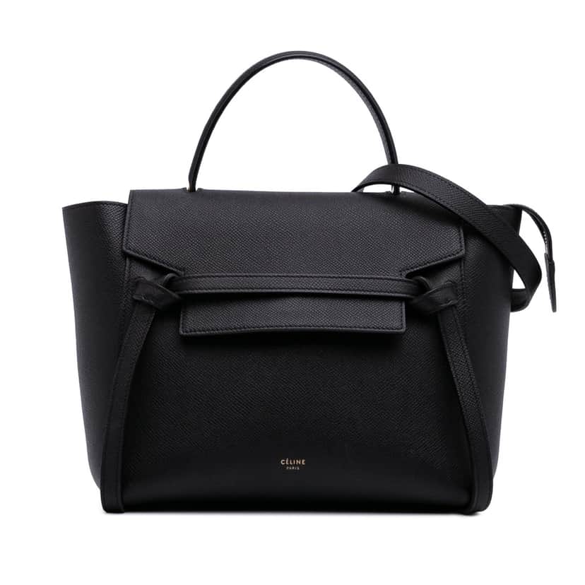 Celine Micro Grained Calfskin Belt Bag Black Leather Good condition - Front View