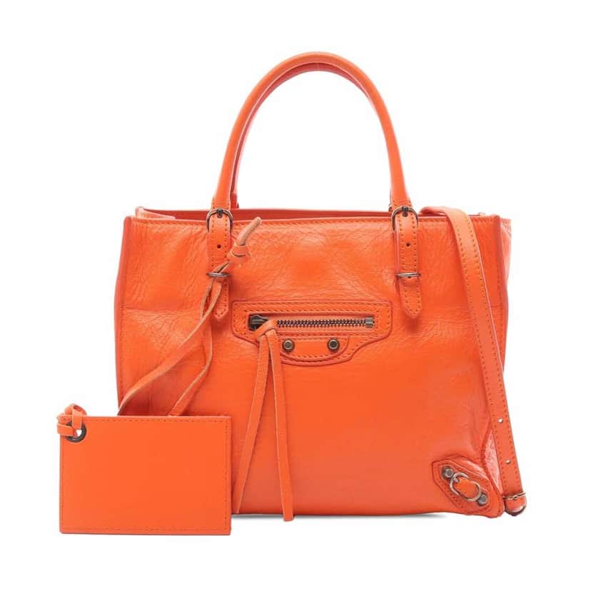 Balenciaga Mini Leather Papier A4 Satchel Orange Leather Good condition - Front View