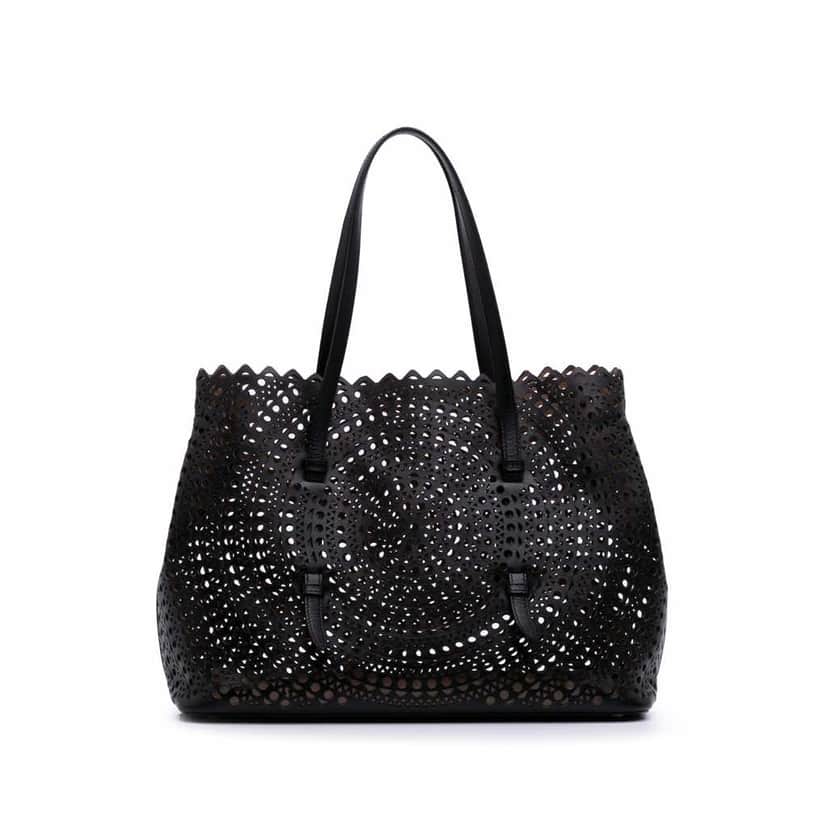 Alaïa Vienne Calfskin Laser Cut Mina 32 Black Leather Good condition - Front View