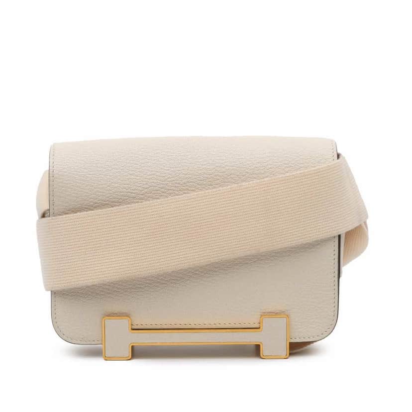 Hermès Chevre Mysore Geta White Leather Good condition - Front View