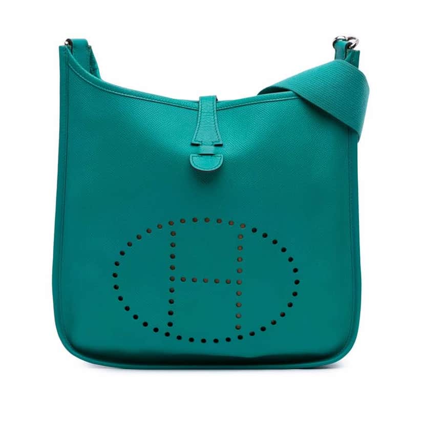 Hermès Epsom Evelyne PM Blue Leather Good condition - Front View