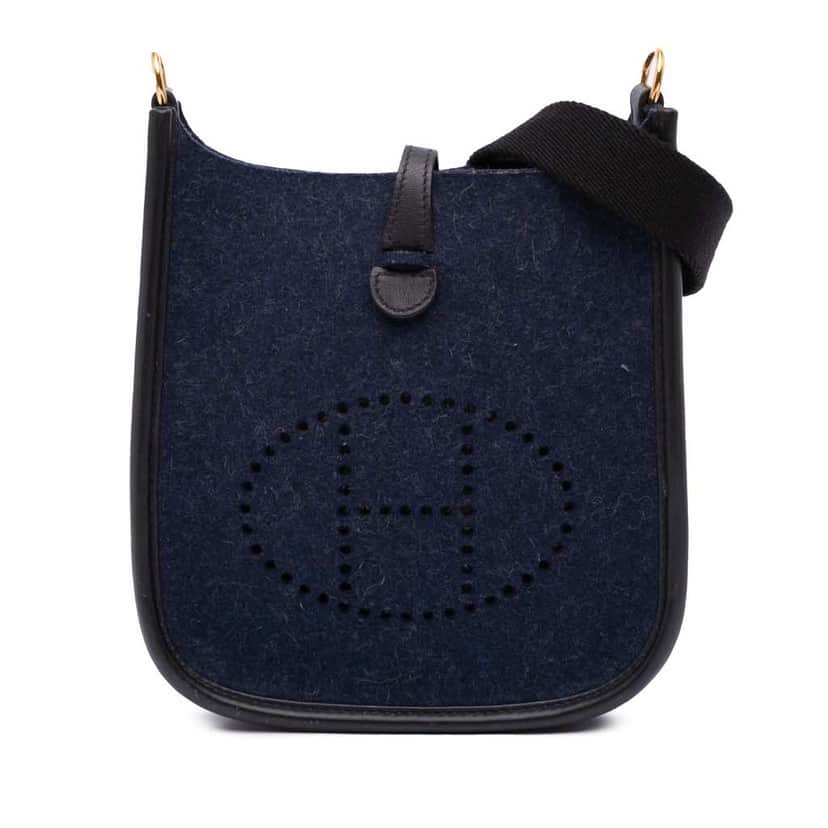 Hermès Feutre and Swift Evelyne TPM Blue Good condition - Front View