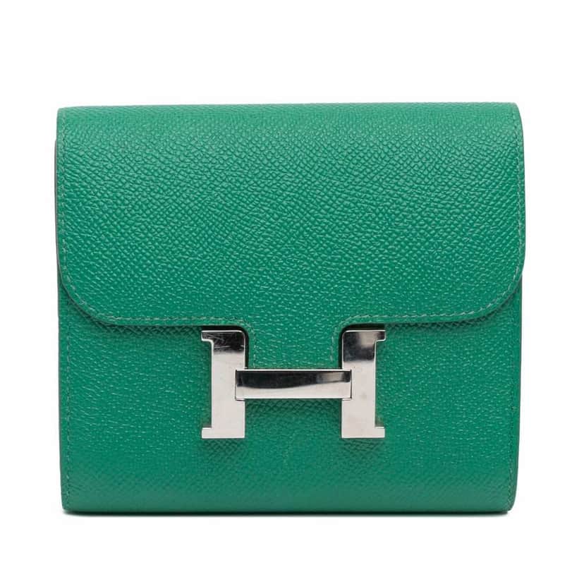 Hermès Epsom Constance Short Wallet Green Leather Good condition - Front View