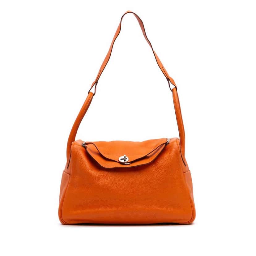 Hermès Clemence Lindy 34 Orange Leather Good condition - Front View