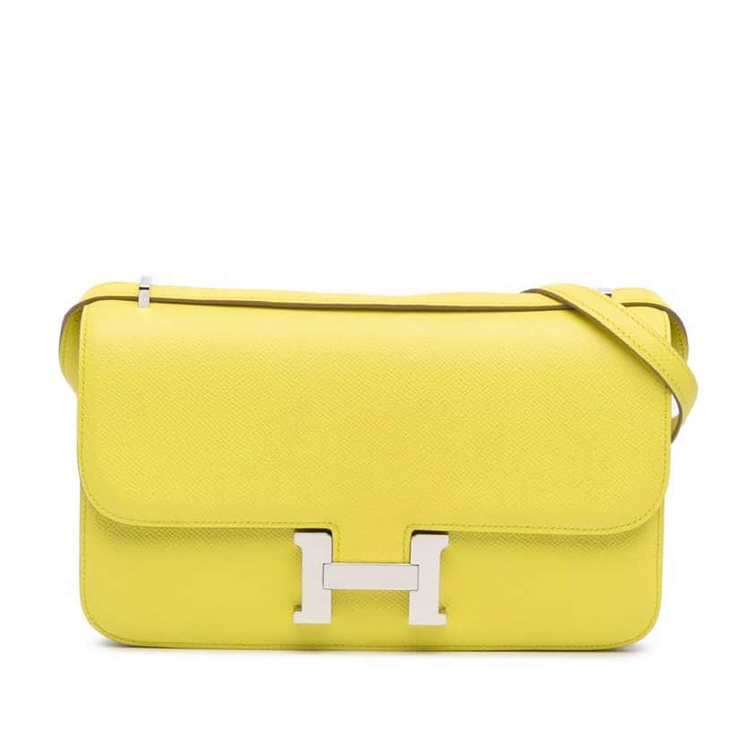 Hermès Epsom Constance Elan 25 Yellow Leather Good condition - Front View