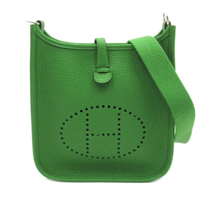 Hermès Clemence Evelyne TPM Green Leather Very good condition - Front View