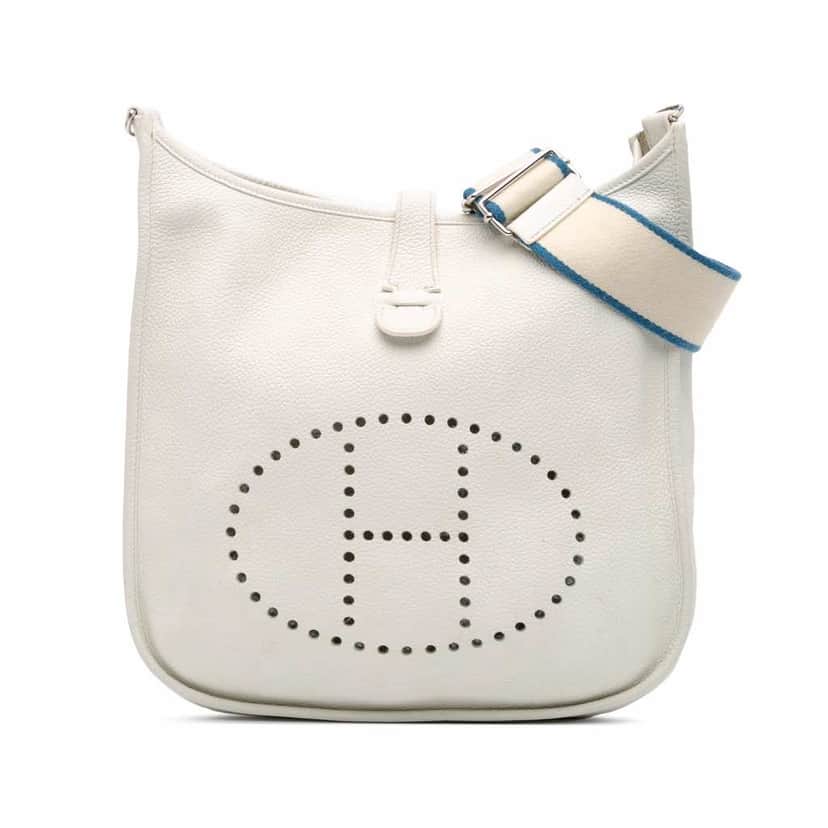Hermès Clemence Evelyne III PM White Leather Good condition - Front View