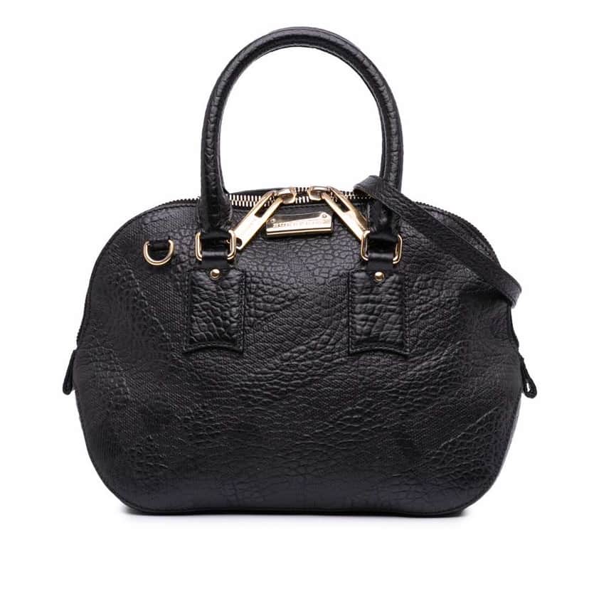 Burberry Small Grained Calfskin Orchard Bowling Bag Black Leather Good condition - Front View