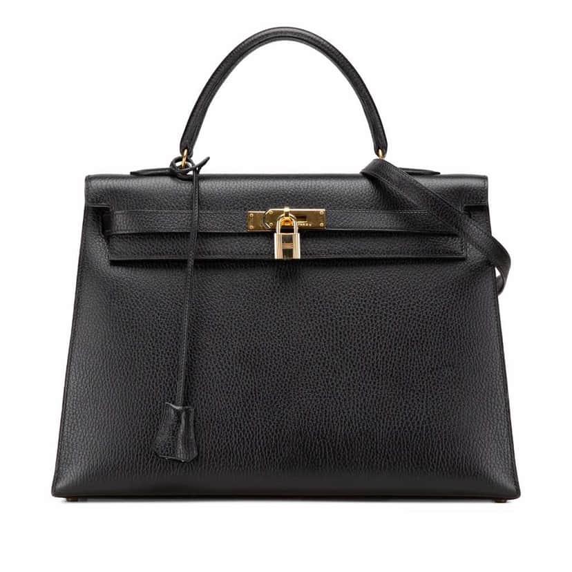 Hermès Ardennes Kelly Sellier 35 Black Leather Good condition - Front View