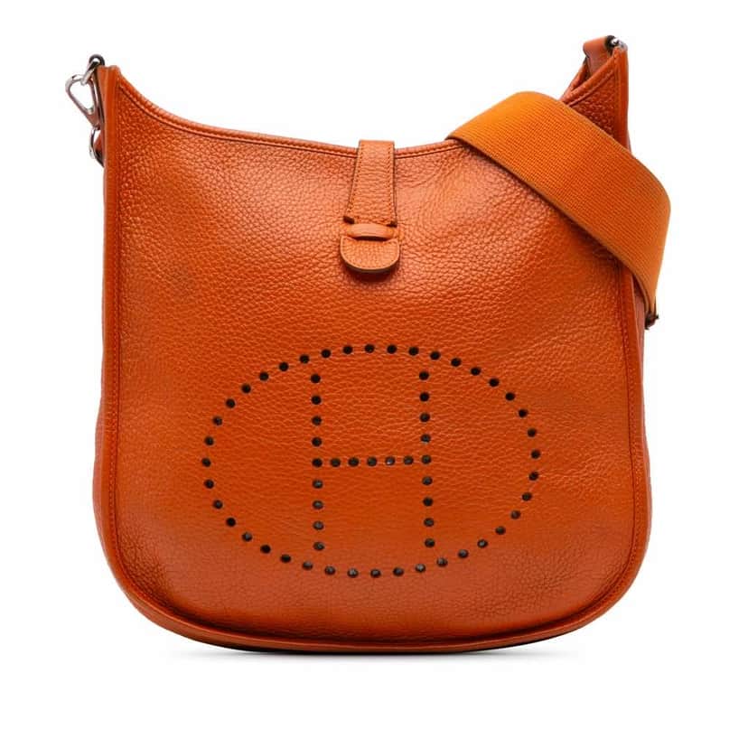 Hermès Clemence Evelyne III PM Orange Leather Good condition - Front View