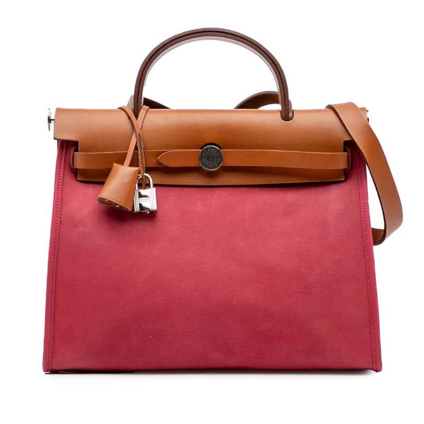 Hermès Toile Herbag Zip 31 Pink Good condition - Front View