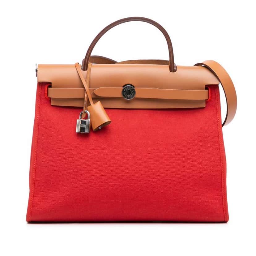 Hermès Toile Herbag Zip 31 Red Good condition - Front View
