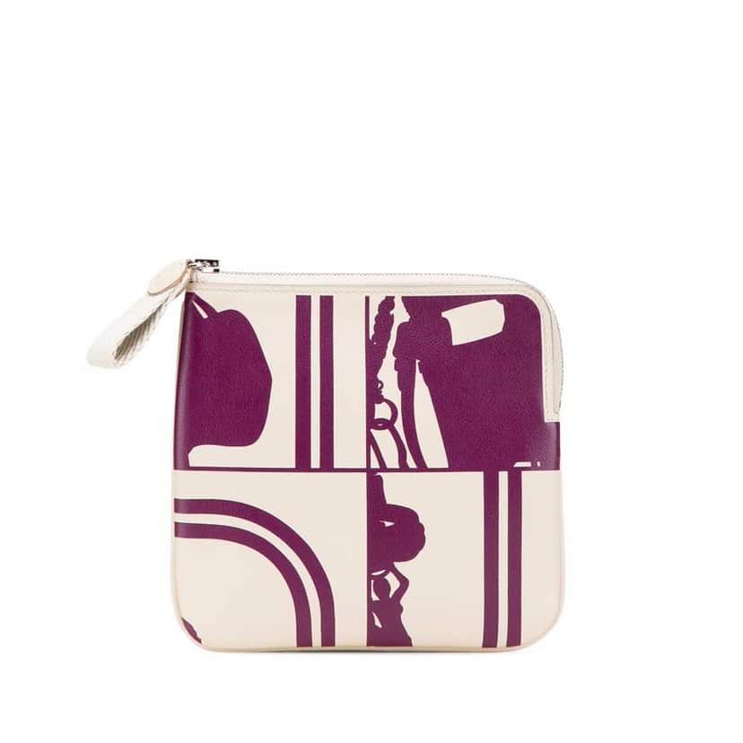 Hermès Swift Brides de Gala en Desordre Tattoo Carre Pocket Pouch White Leather Good condition - Front View