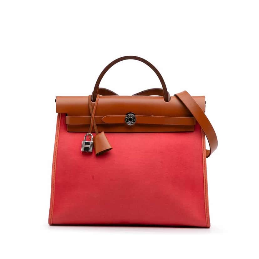 Hermès Toile Herbag Zip 31 Red Good condition - Front View