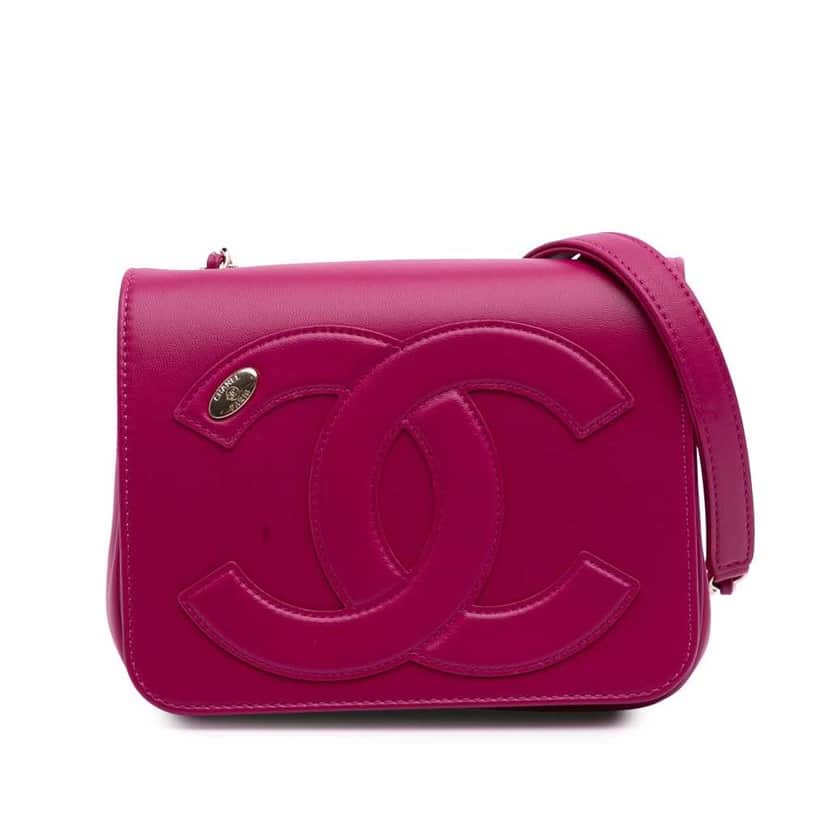 Chanel Lambskin CC Mania Flap Pink Leather Very good condition - Front View