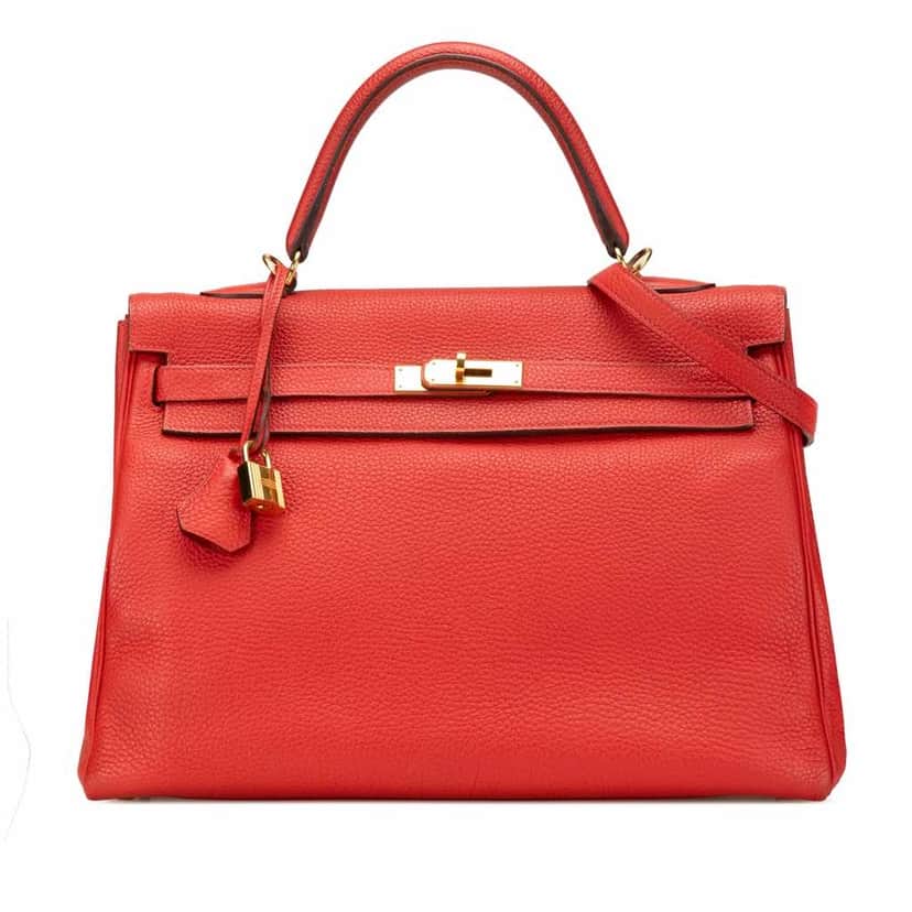 Hermès Togo Kelly II Retourne 35 Red Leather Good condition - Front View