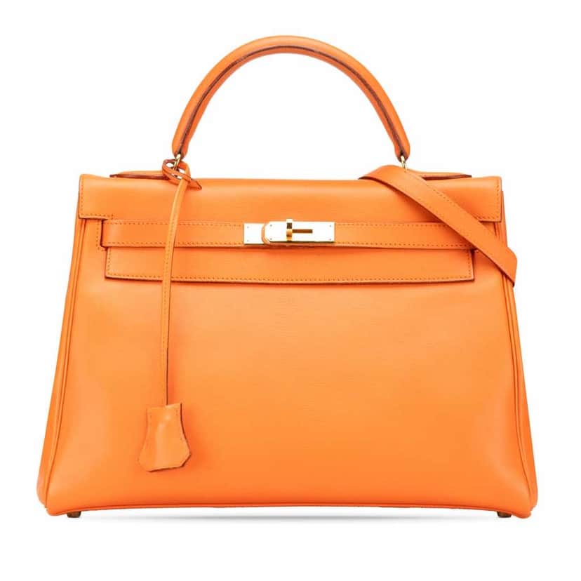 Hermès Gulliver Kelly Retourne 32 Orange Leather Good condition - Front View