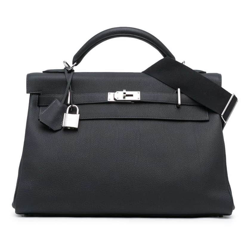 Hermès Togo Maxi Kelly 42 Black Leather Very good condition - Front View