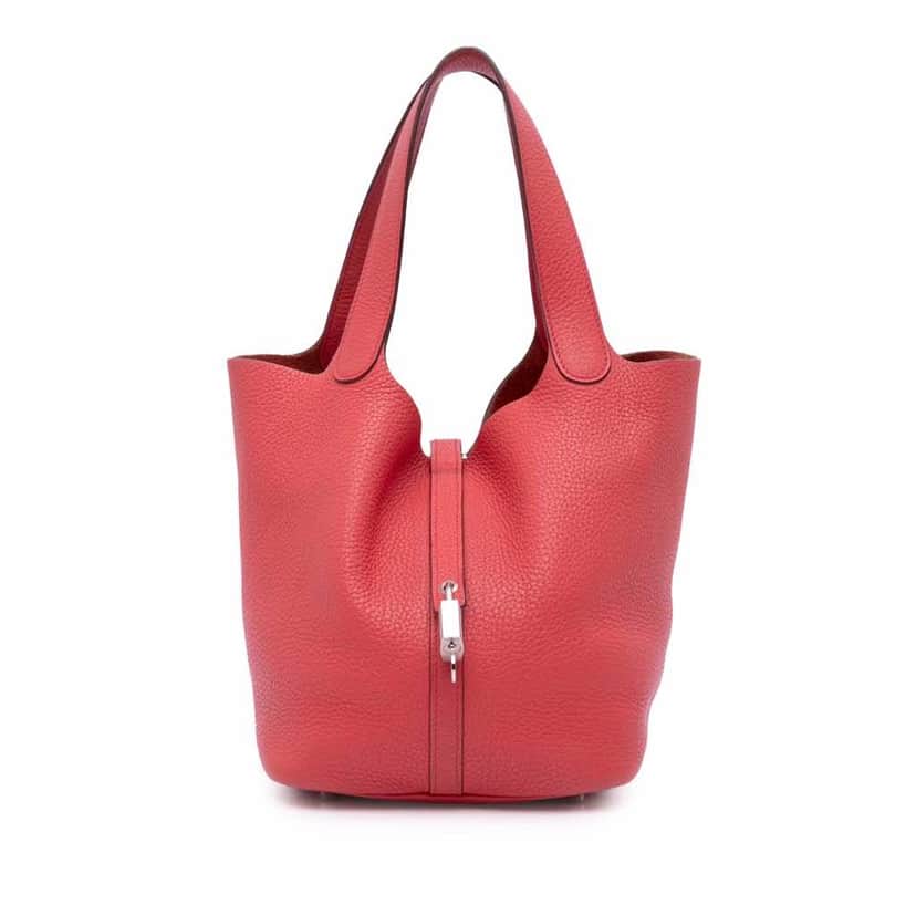 Hermès Clemence Picotin Lock 22 Red Leather Good condition - Front View