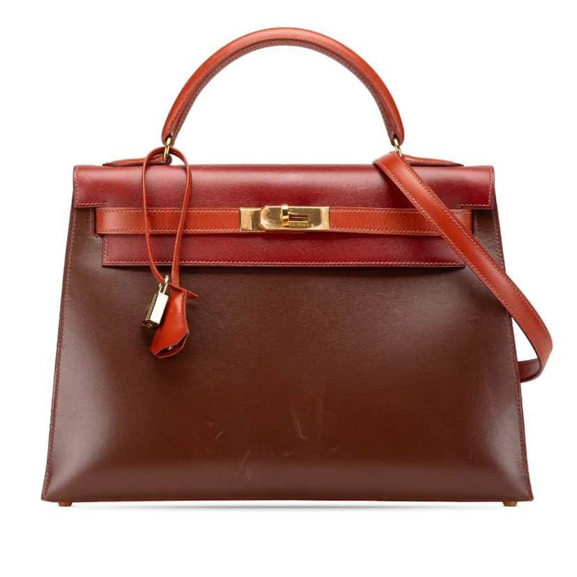 Hermès Tricolor Box Calf Kelly Sellier 32 Brown Leather Good condition - Front View