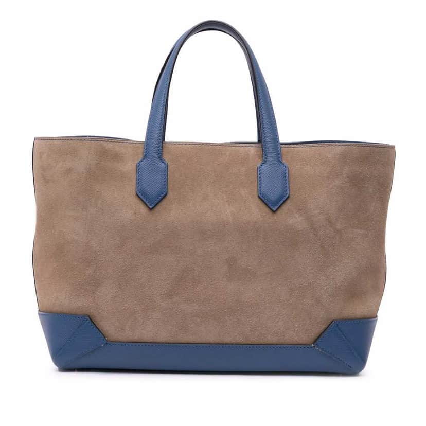 Hermès Doblis Suede and Epsom Maxibox Cabas 30 Brown Leather Good condition - Front View