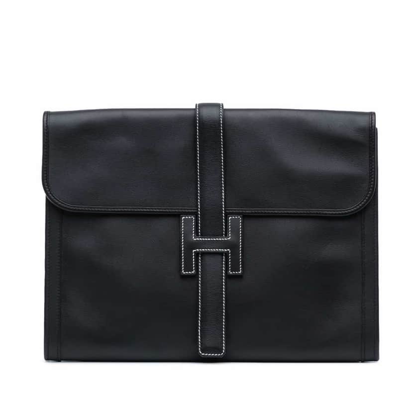 Hermès Swift Jige GM Black Leather Good condition - Front View