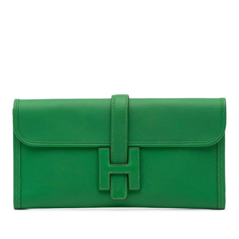 Hermès Swift Jige Elan 29 Green Leather Good condition - Front View