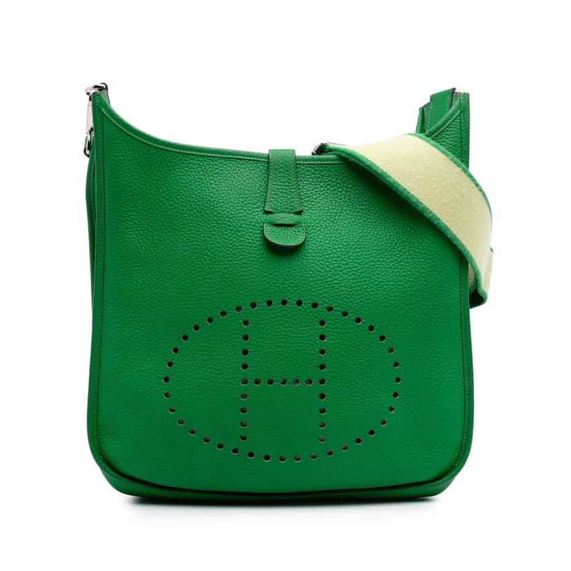 Hermès Clemence Evelyne III 29 Green Leather Good condition - Front View
