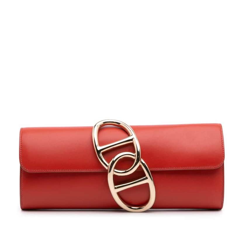 Hermès Tadelakt Egee Clutch Red Leather Good condition - Front View