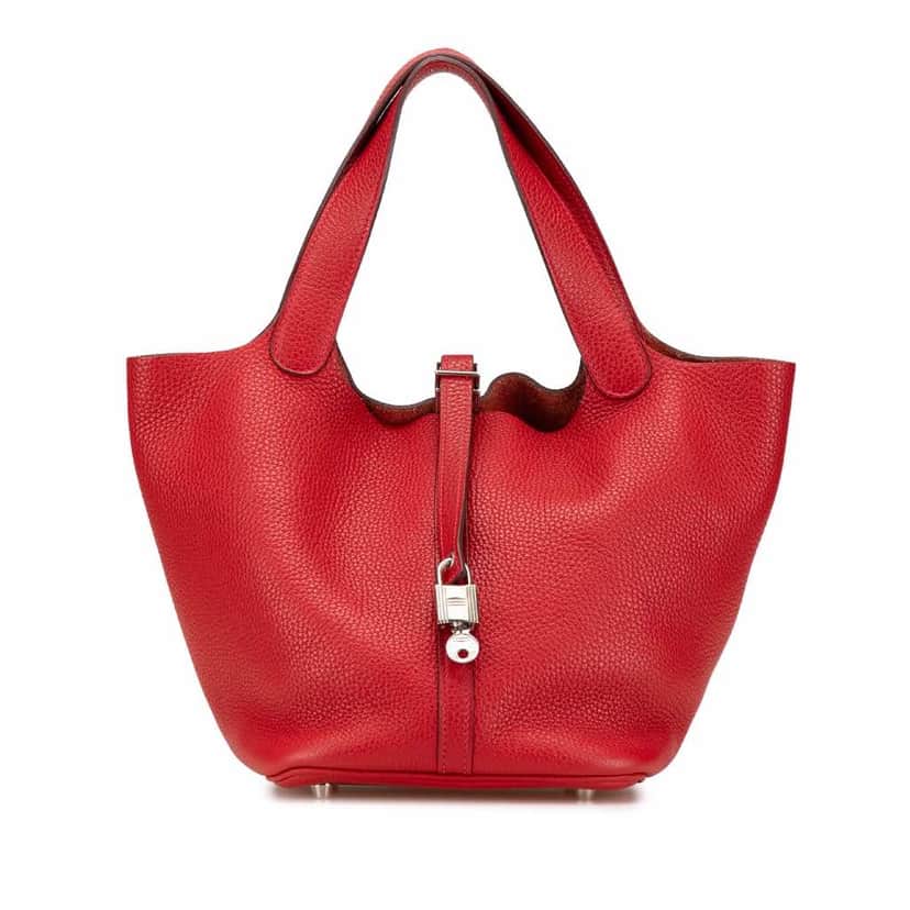 Hermès Clemence Picotin Lock 22 Red Leather Good condition - Front View