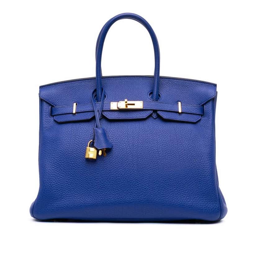 Hermès Togo Birkin Retourne 35 Blue Leather Good condition - Front View