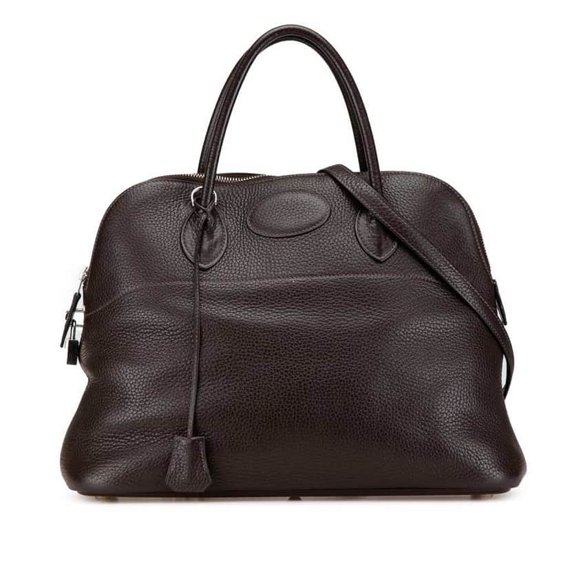 Hermès Clemence Bolide 35 Brown Leather Good condition - Front View