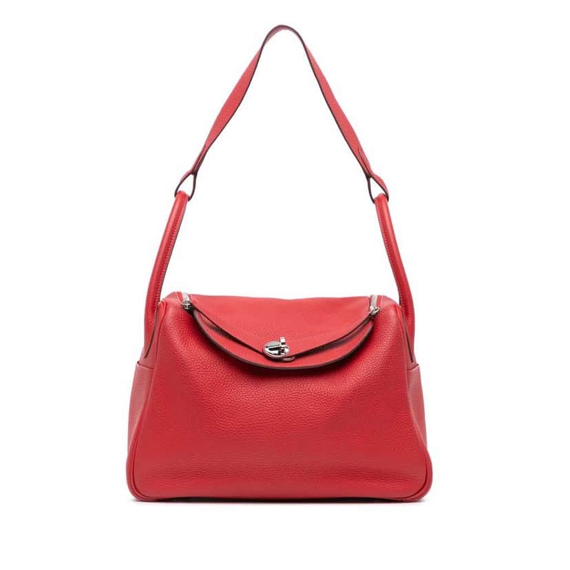 Hermès Clemence Lindy 30 Red Leather Good condition - Front View