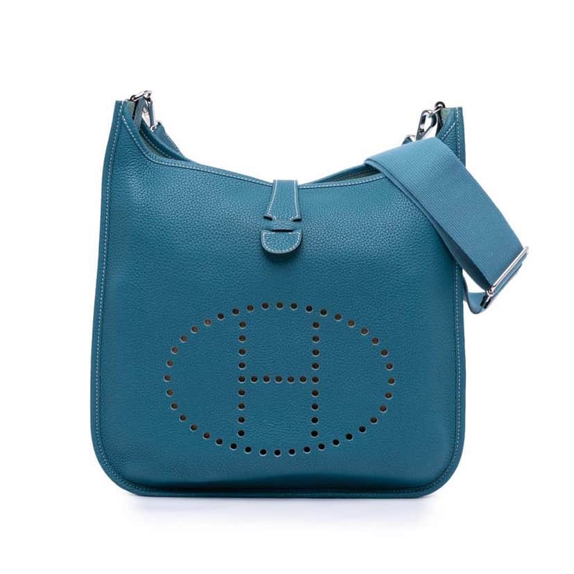 Hermès Clemence Evelyne III 33 Blue Leather Good condition - Front View