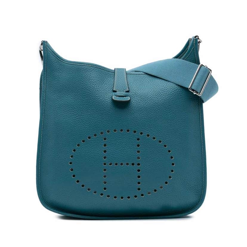 Hermès Clemence Evelyne III 29 Blue Leather Good condition - Front View