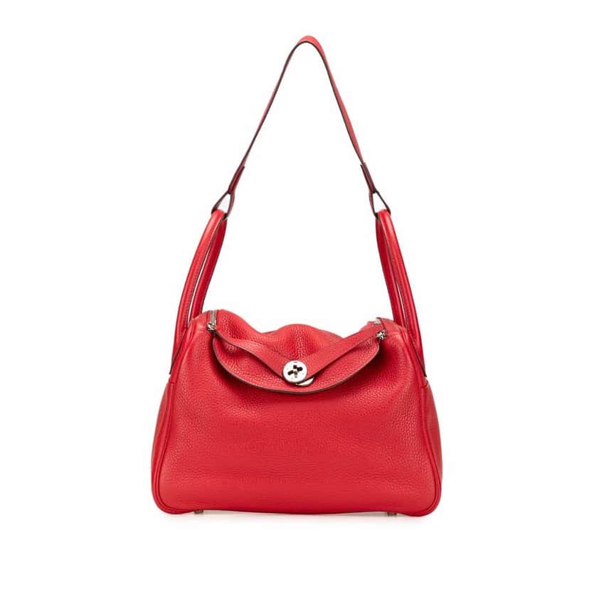 Hermès Clemence Lindy 30 Red Leather Good condition - Front View
