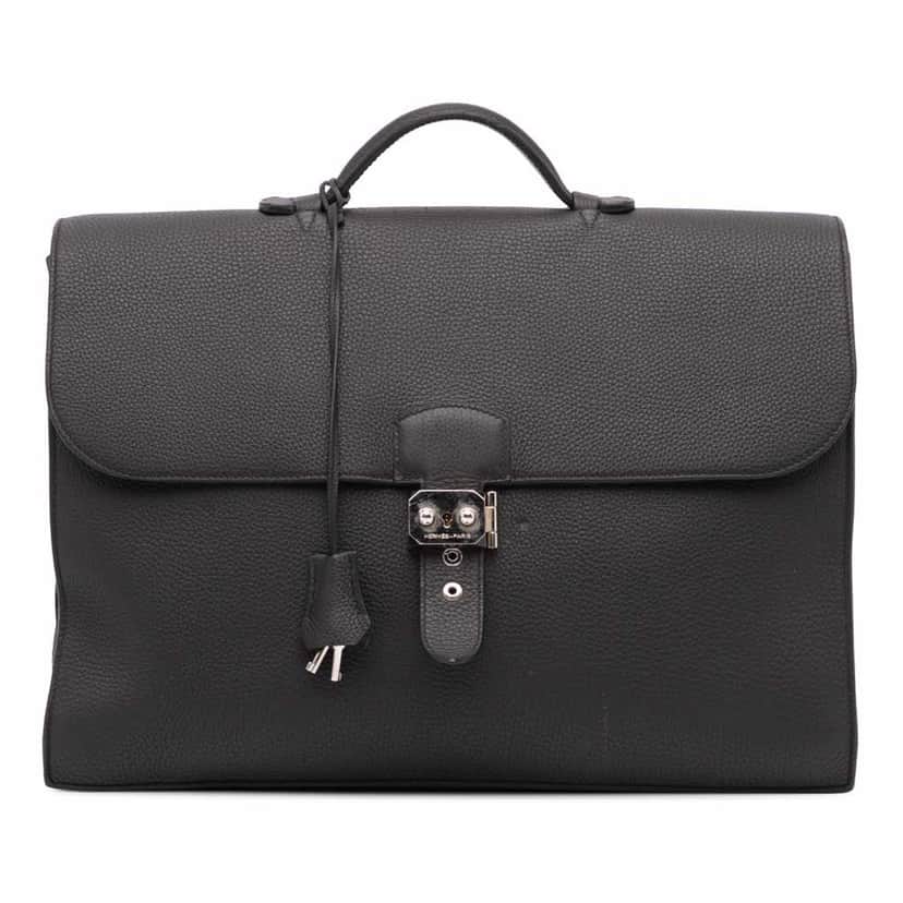 Hermès Togo Sac A Depeches 38 Black Leather Good condition - Front View
