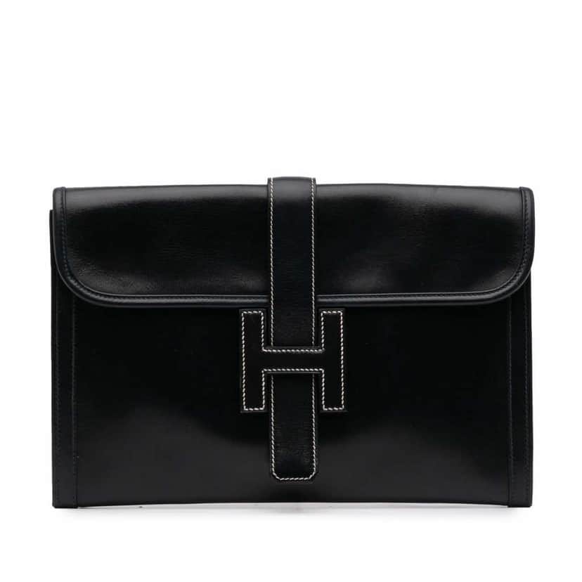 Hermès Box Calf Jige 29 Blue Leather Good condition - Front View